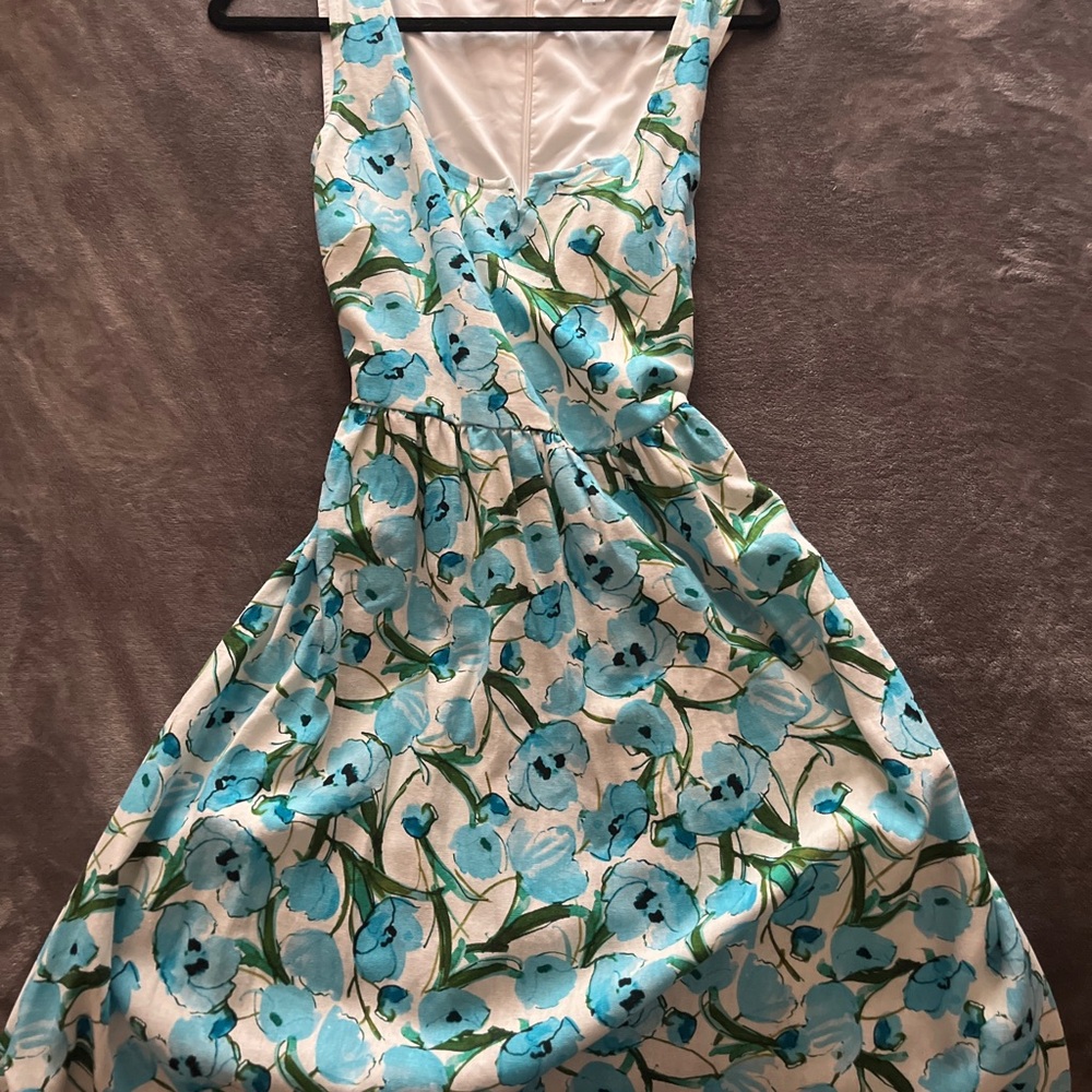 Karl Lagerfeld Blue and Cream Sleeveless Fit & Flare Midi Sundress - NWT